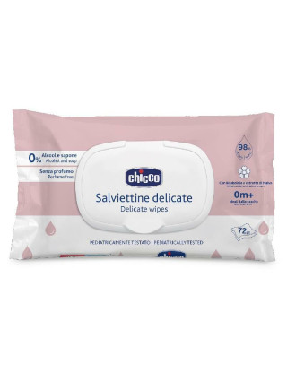 Chicco Вологі серветки 72 шт Salviettine Delicate 0+ дитячі Chicco Вологі серветки 72 шт Salviettine Delicate 0+ дитячі